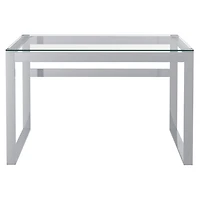 Console/Bureau en Acier Inoxydable et Verre - Argent