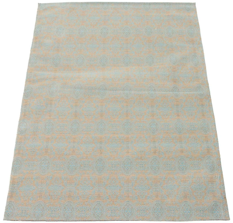 ECARPETGALLERY 4'9" x 6'9" Transitional Collage Handmade Area Rug for Living Room, Dining Room and Bedroom in Blue