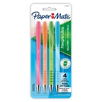 Stylos à bille FlexGrip Ultra de Paper Mate, faits de matériaux de plastique recyclé, couleurs assorties, pointe moyenne (1 mm), encre noire, 4 unités