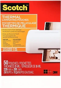 Scotch® Thermal Laminating Pouches TP5854-50-C, 5-mil, 50 per pack, SCOTCH SC L POUCH 50PK 5MIL