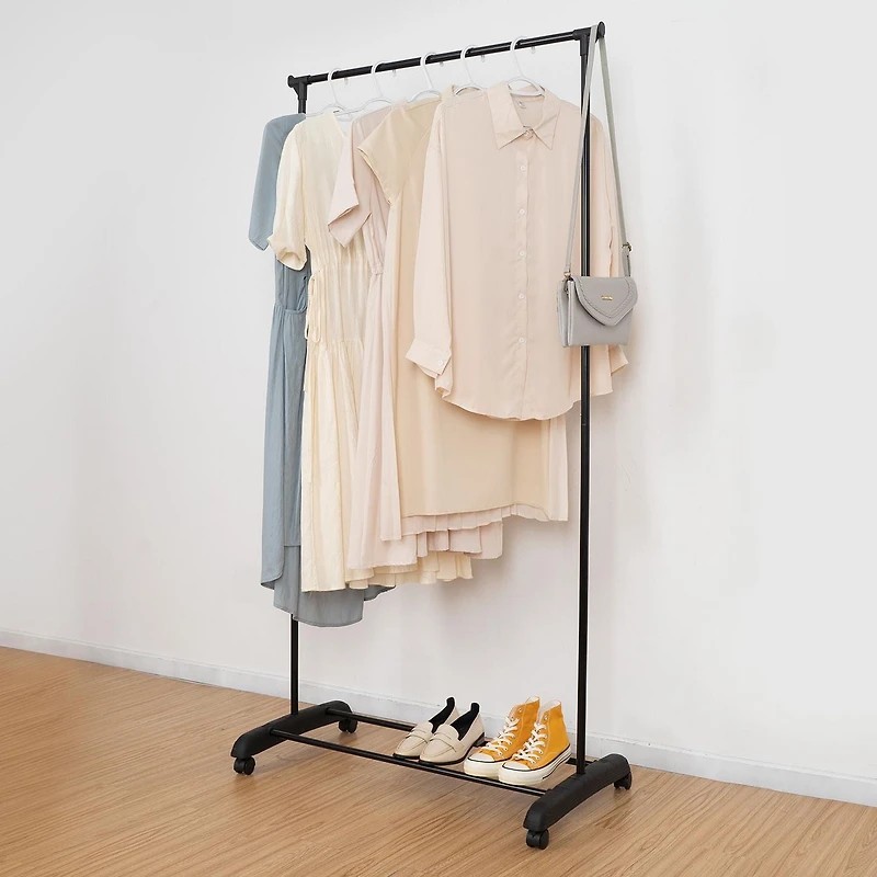 Mainstays Simple Single Rod Garment Rack, Black