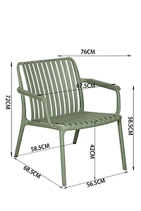 Summer stripe line one-seater chair with arm, Green Jade