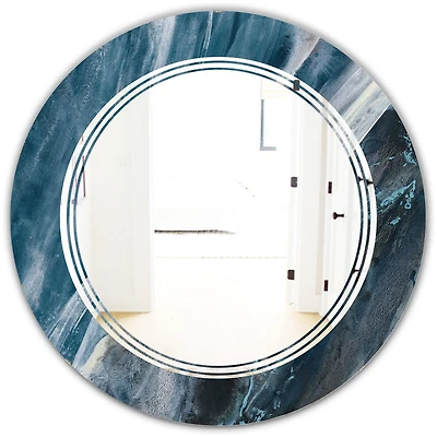 Designart 'Splash Blue Indigo' Miroir mural rond moderne - Triple C 32x32