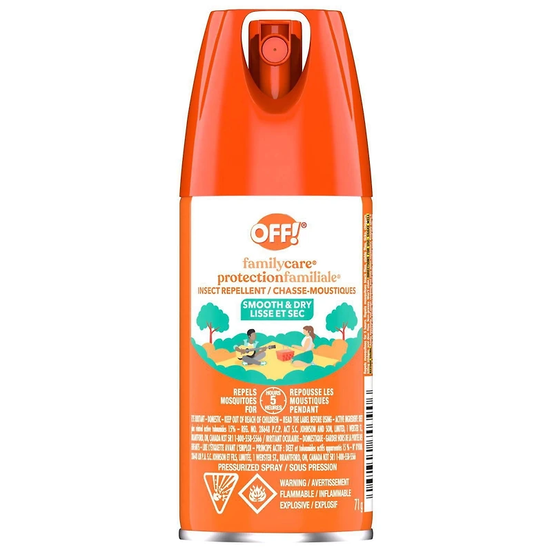 OFF! Aérosol chasse-moustiques protection familiale avec formule en poudre, jusqu’à 5 heures de protection, 71 g 71 g