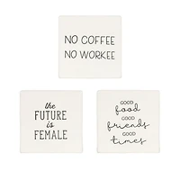 Plaque carrée de table en porcelaine “Good Food Good Friends Good Times” Linden