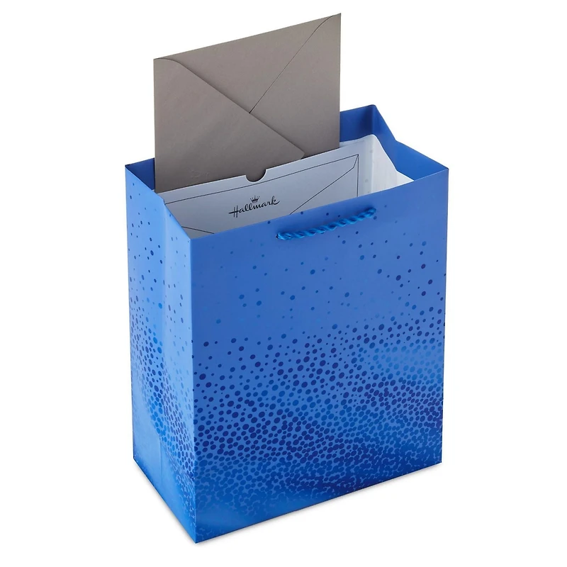 Sac-cadeau moyen de 9 po avec poignées, Hallmark (bleu métallisé) pour les fêtes, les remises des diplômes, le temps des fêtes