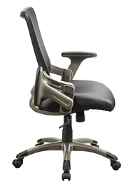 Work Smart Black Screen Back Chair with Faux Leather Seat And Titanium Base