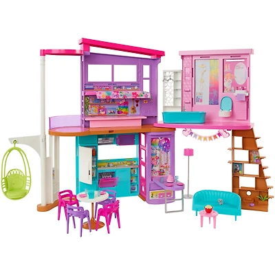 Barbie Vacation House Playset with 30+ Pieces, Toy for 3 Year Olds & Up, Ages 3+