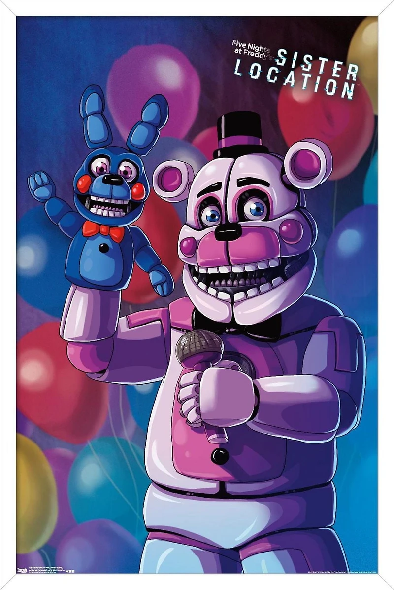 Five Nights at Freddy's: Sister Location - Funtime Freddy Wall Poster, 22.375" x 34" Framed