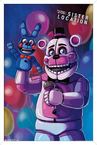 Five Nights at Freddy's: Sister Location - Funtime Freddy Wall Poster, 22.375" x 34" Framed