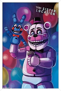 Five Nights at Freddy's: Sister Location - Funtime Freddy Wall Poster, 22.375" x 34" Framed