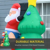 HOMCOM Arbre de Noël gonflable de 1,8 m, éclairé par LED avec chien du Père Noël pour la maison, l'intérieur, l'extérieur, le jardin, la pelouse, la décoration de fête