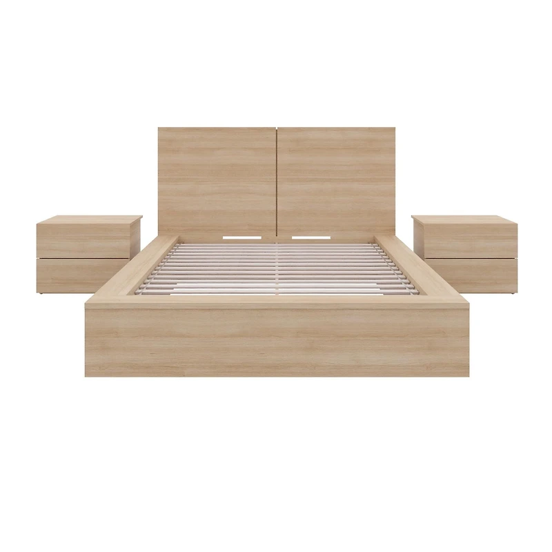 Ensemble de chambre à coucher James 4 pièces avec lit, tête de lit et 2 tables de chevet