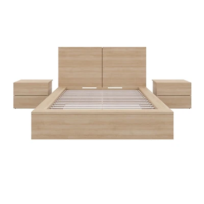 Ensemble de chambre à coucher James 4 pièces avec lit, tête de lit et 2 tables de chevet