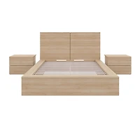 Ensemble de chambre à coucher James 4 pièces avec lit, tête de lit et 2 tables de chevet