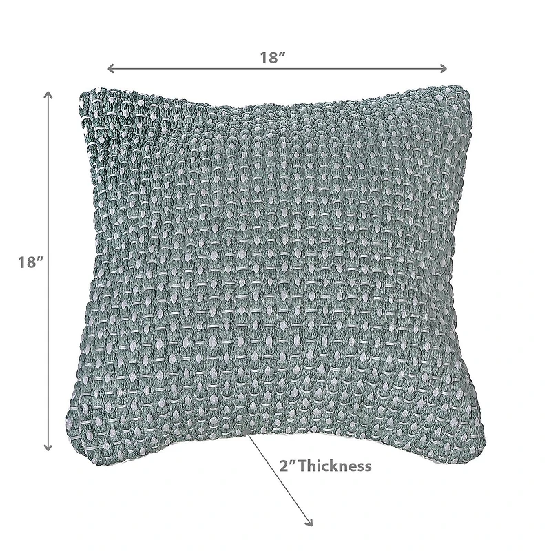 Microfibre Handloom Cushion Silt Green 18 X 18 - Ensemble De 2