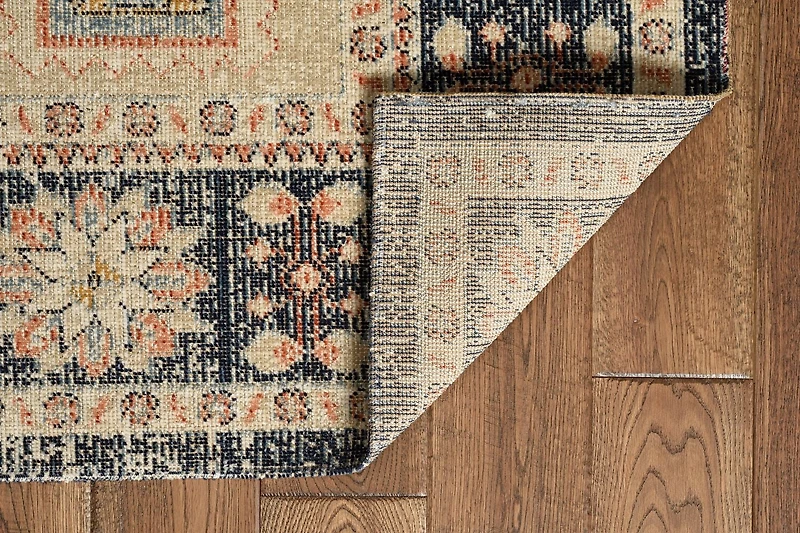 Tapis Grand Zéro Stiles ivoire et bleu marine de 8 pi x 10 pi