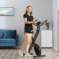 Soozier Vélo d'exercice pliable Vélo d'exercice stationnaire Vélo droit Cardio Workout Résistance à 8 niveaux