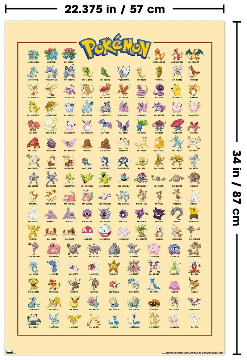 Pokémon - Kanto Grid Wall Poster, 22.375" x 34"