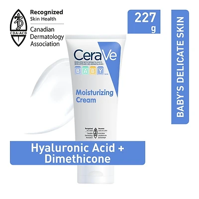 CeraVe Crème Hydratante pour Bébé, Crème Riche avec Céramides et Acide Hyaluronique, 227 g