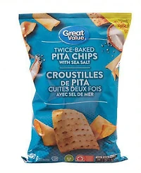Great Value Twice-Baked Pita Chips with Sea Salt, 450 g