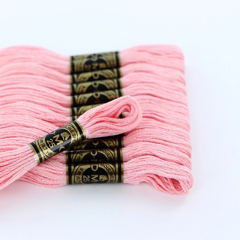 DMC Fil à broder en coton, 6 brins, écheveau de 8 m — rose, fabriqué en France (Art. 117)