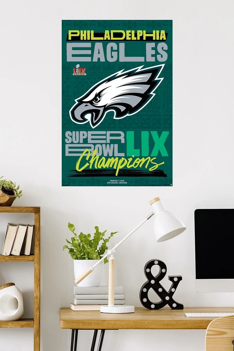 NFL Philadelphia Eagles - Super Bowl LIX Team Logo Wall Poster, 22.375" x 34" Framed