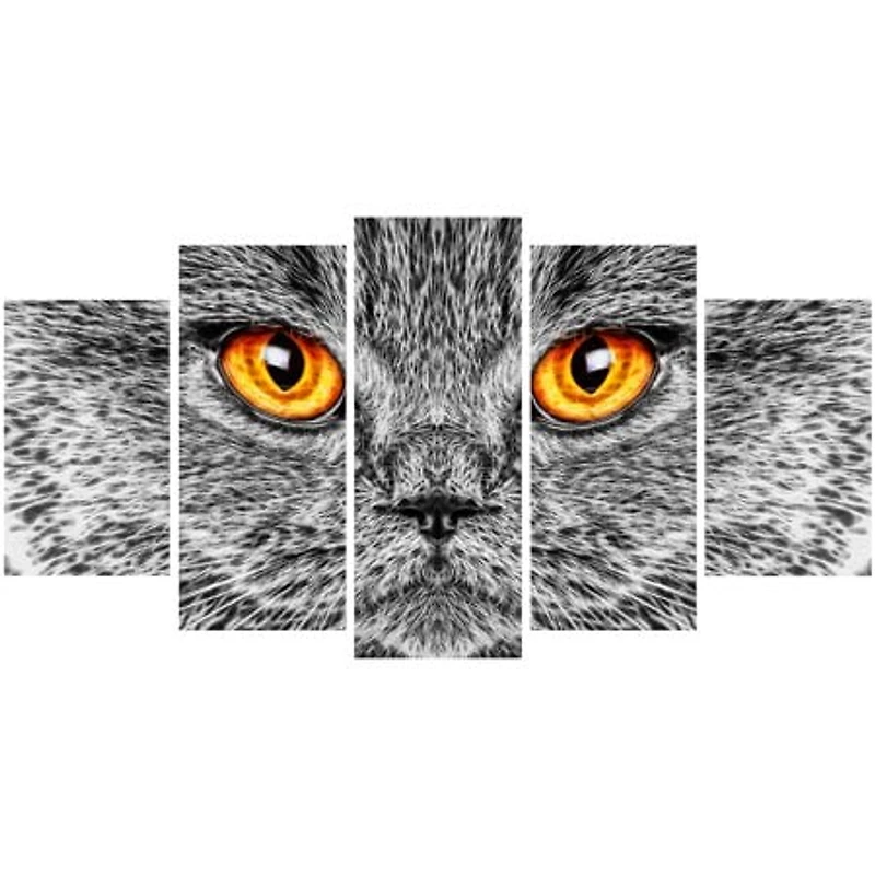 Design Art Gray CAT Animal Art Multi-Panel Canvas Wall Art