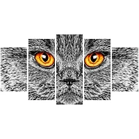 Design Art Gray CAT Animal Art Multi-Panel Canvas Wall Art