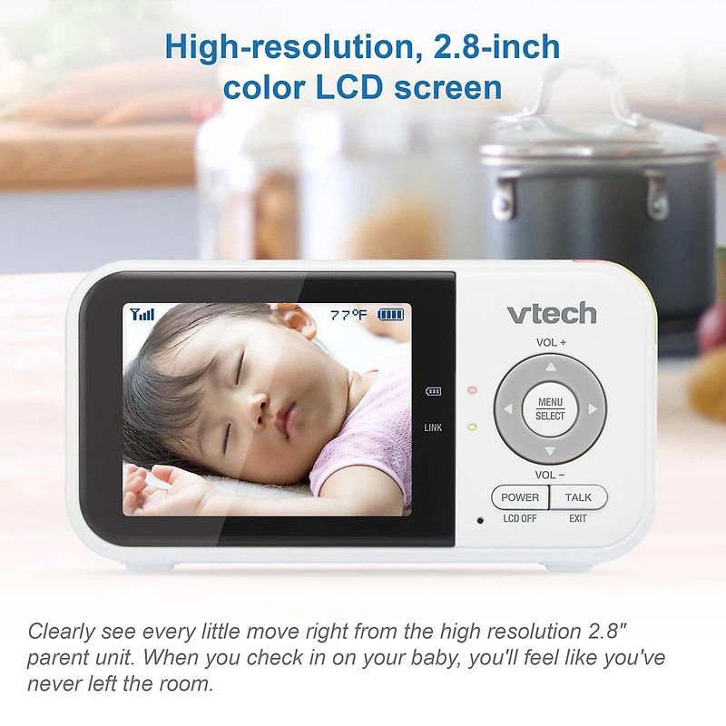 VTech VM3254-2 2 Camera 2.8” Digital Video Baby Monitor with Night Light, White