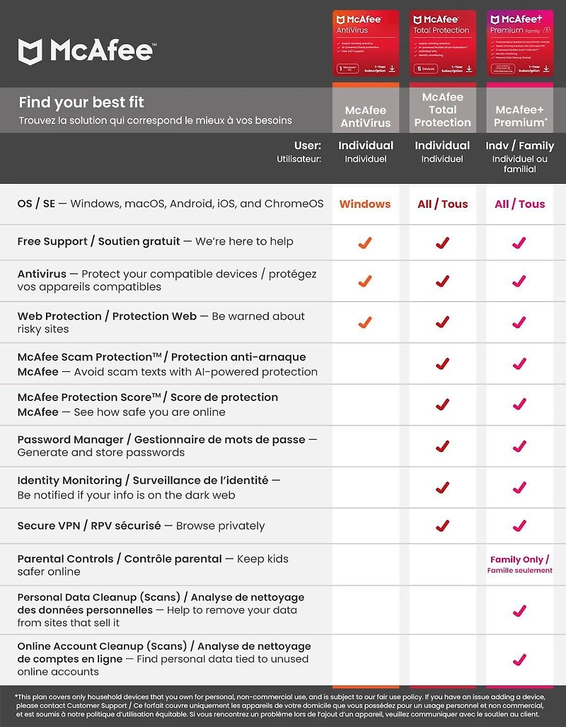 McAfee+ Premium - Individuel (Windows/Mac/Android/iOS) - Abonnement 1 An [Code Numérique]
