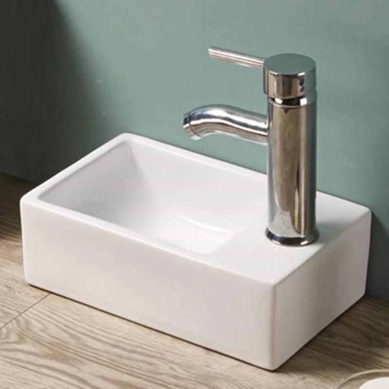 American Imaginations 11.6-in. W Above Counter White Bathroom Vessel Sink For 1 Hole Right Drilling AI-28155