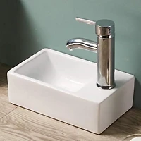 American Imaginations 11.6-in. W Above Counter White Bathroom Vessel Sink For 1 Hole Right Drilling AI-28155