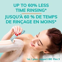 Ensemble de rasoirs pour femmes rechargeables BIC EasyRinse anti-encrassement avec 4 lames, 1 manche de rasoir et 3 cartouches de recharge