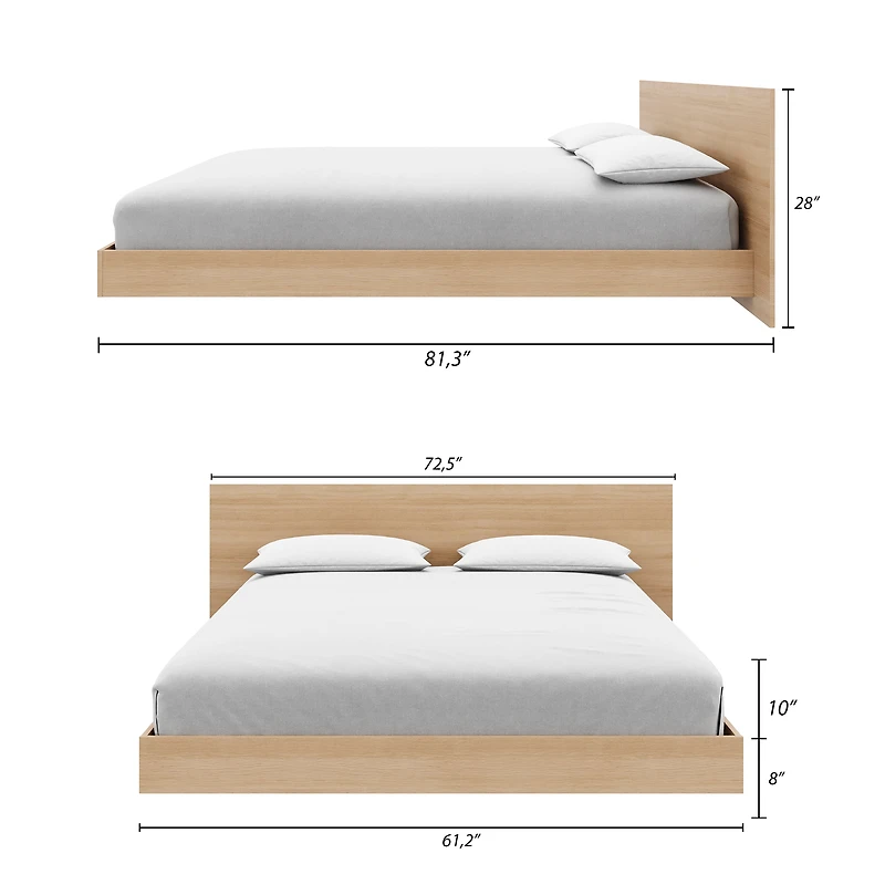 Satori Low Platform King Size Bed Set in Natural Blonde Oak