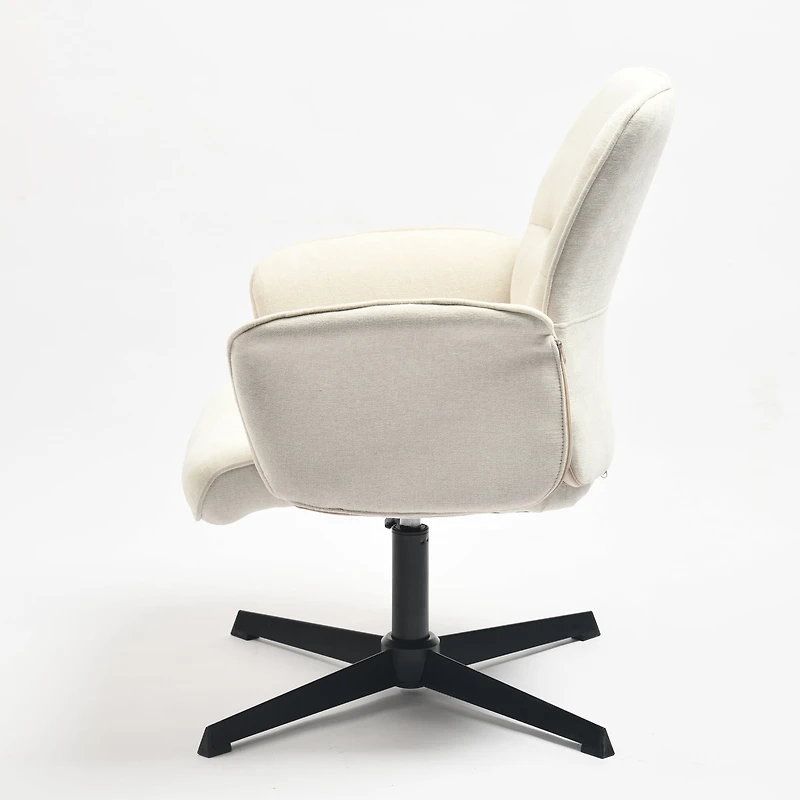 Lot de 2 fauteuils pivotants et ergonomiques Homy Casa, hauteur réglable, en chenille beige, pour salon