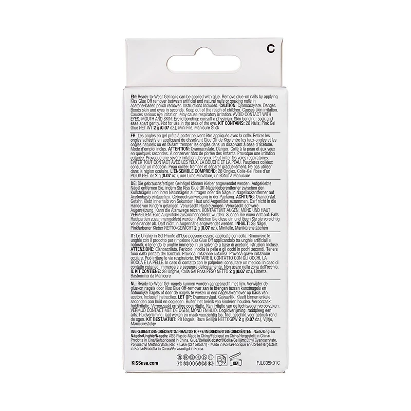 KISS Gel Fantasy - Fake Nails, 28 Count, Long, Gel nails.