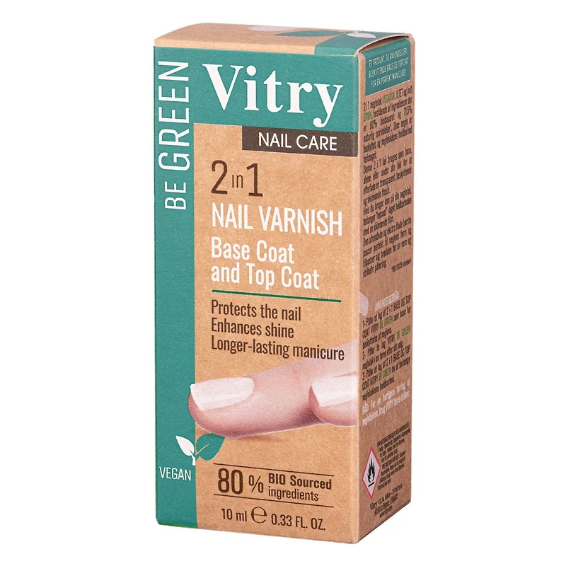 Vitry Be Green nail polish 2 in 1 base coat & top coat, Nail Polish 10mL