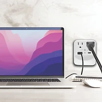 CIAO-TECH 2 AC Outlets +1 USB-A +1 USB-C Output Ports with LED Dusk to Dawn Sensing Light & 540 Joules Surge Protection- White