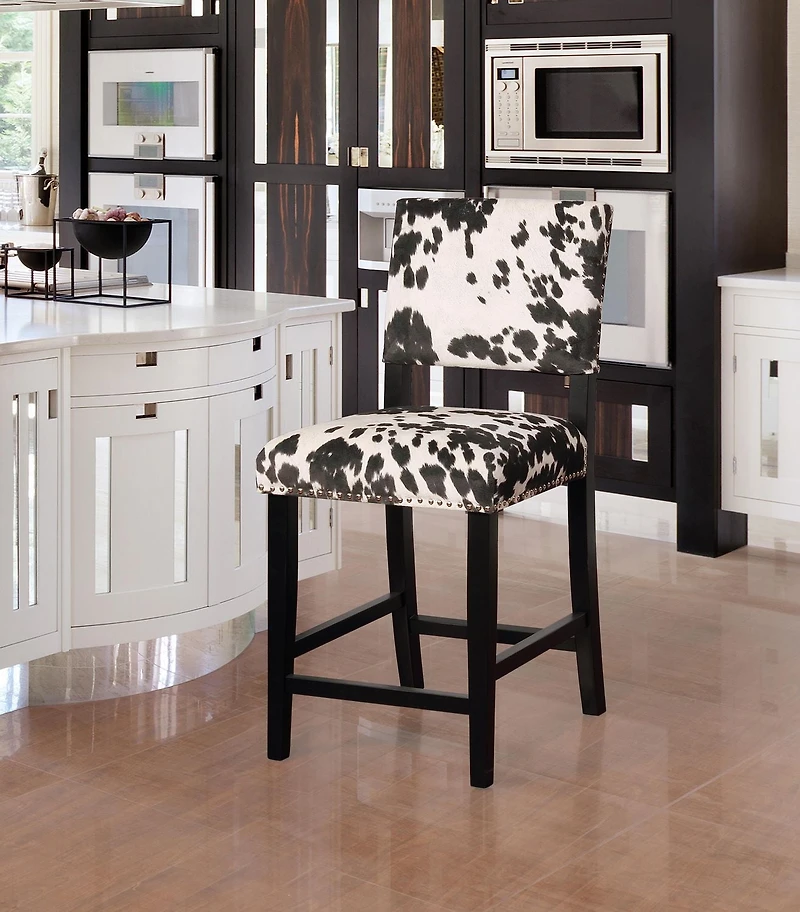 Tabouret de comptoir Noah imprimé vache noire