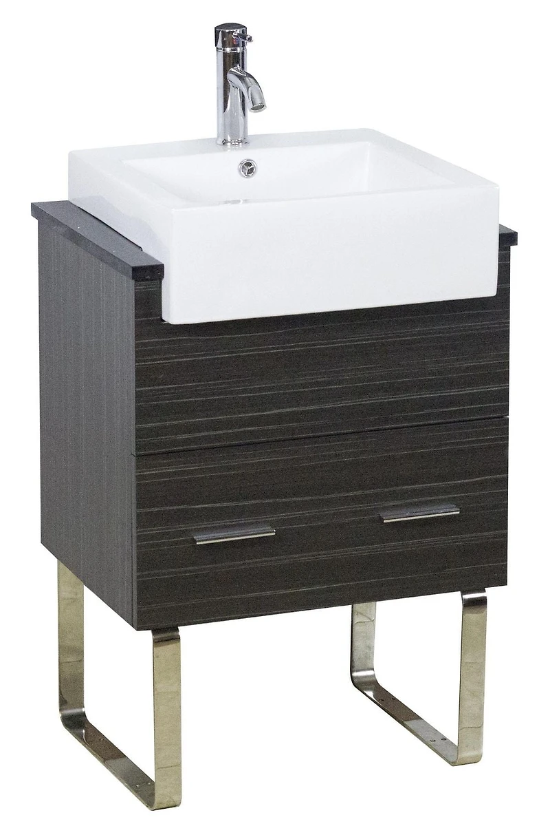 American Imaginations 20,25 in. Ensemble de récipients blancs semi-encastrés W pour robinet central 1 trou AI-34148