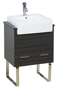 American Imaginations 20,25 in. Ensemble de récipients blancs semi-encastrés W pour robinet central 1 trou AI-34148