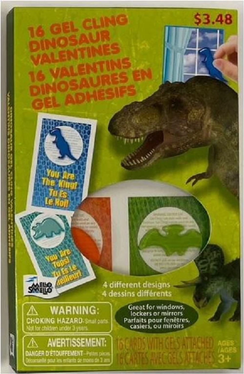 Mello Smello 16CT Valentins Dinosaures En Gel Adhésifs