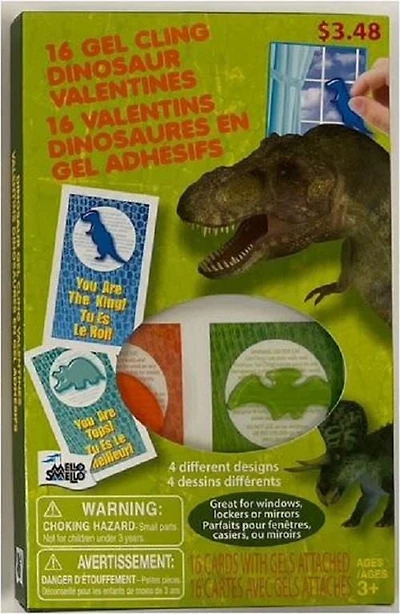 Mello Smello 16CT Valentins Dinosaures En Gel Adhésifs