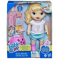 Baby Alive Poupée en patins à roulettes, cheveux blonds