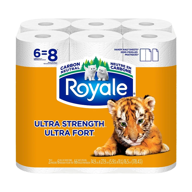 Royale Ultra Strength Paper Towel 6 Rolls, 66 Sheets Per Roll
