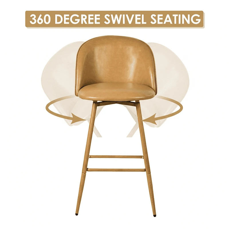Homy Casa - Ensemble de 2 tabourets de bar contemporains, hauteur d'assise 66 cm, revêtement en tissu et pieds imitation bois