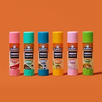Bâtons de colle parfumés d'Elmer's, paquet varié, comprends bâtons de colle violette disparaissant, colle scolaire sûre et non toxique 12 pièces (6 g par pièce)