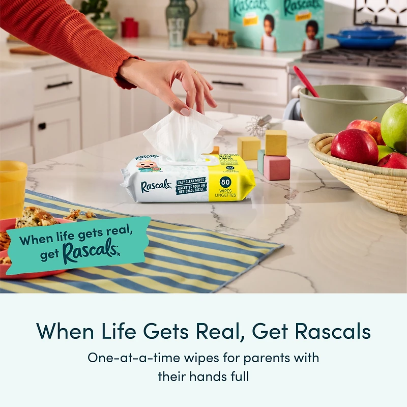 Rascals Easy Clean Baby Wipes, Carton, 720 Count