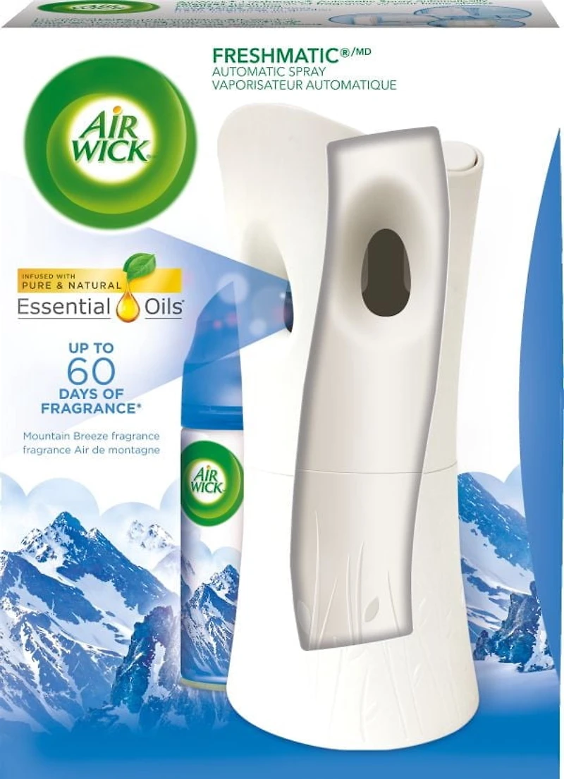 AirWick Freshmatic Air Freshener, Automatic Spray Kit, Mountain Breeze, 1 Device + 1 Refill